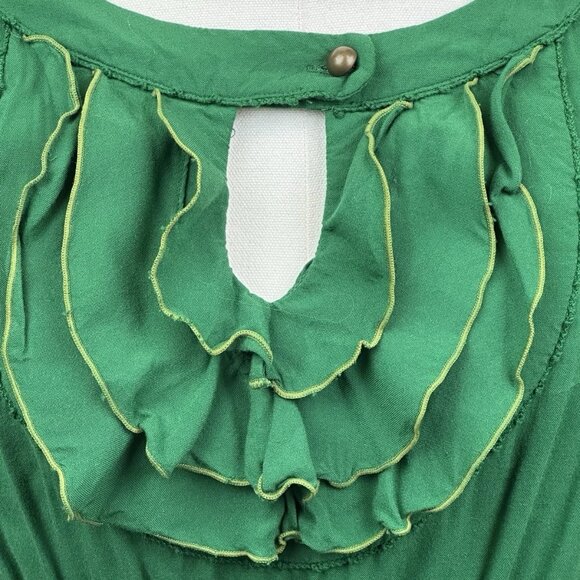 Anthropologie Maeve Gathered Together Sleeveless Tier Dress - Green - 8 -Worn 1X - Picture 6 of 16